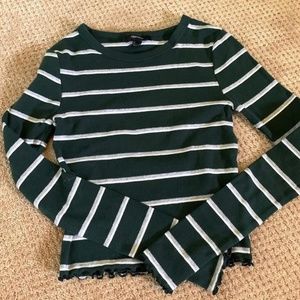 Green&White striped top